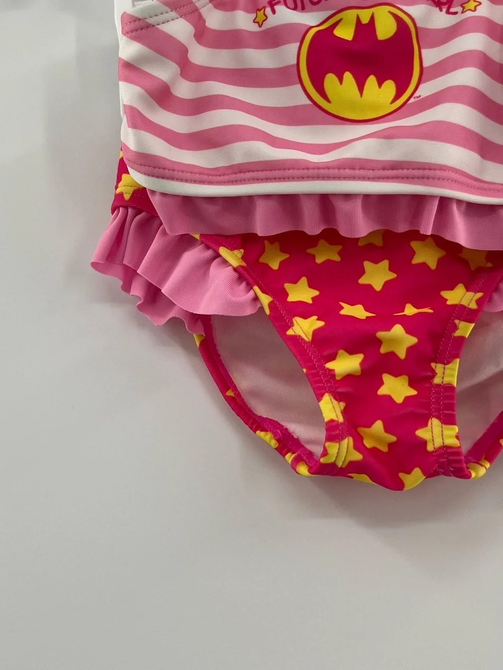 NEW Future Batgirl Pink and Yellow Girls' 18 Months Swim Set with Bat Emblem